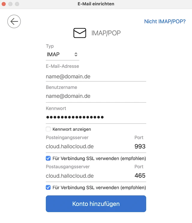 E Mail Konfiguration Outlook fuer Mac klassisch 05 de cloud
