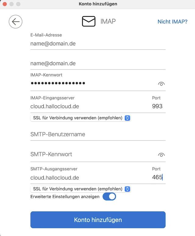 E Mail Konfiguration Outlook fuer Mac neu 05 de cloud